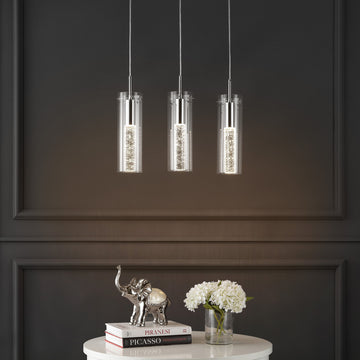 Mium Modern Style Iron/Crystal/Glass Integrated LED Linear Pendant - JONATHAN Y